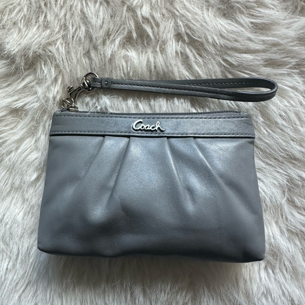 Coach  Gray leather Wristlet Clutch
